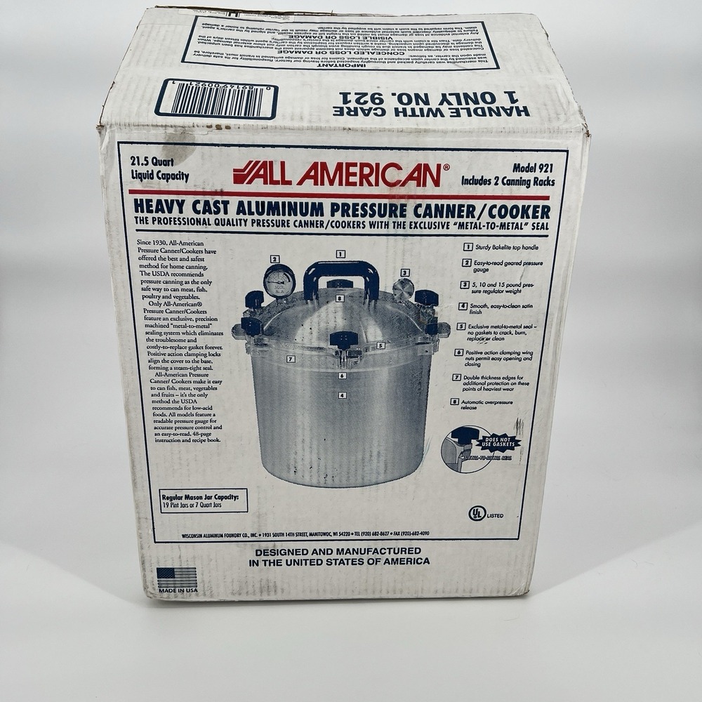 NEW All American 921 Pressure Canner Cooker 21.5 Qt – USA Made No Gasket Needed!